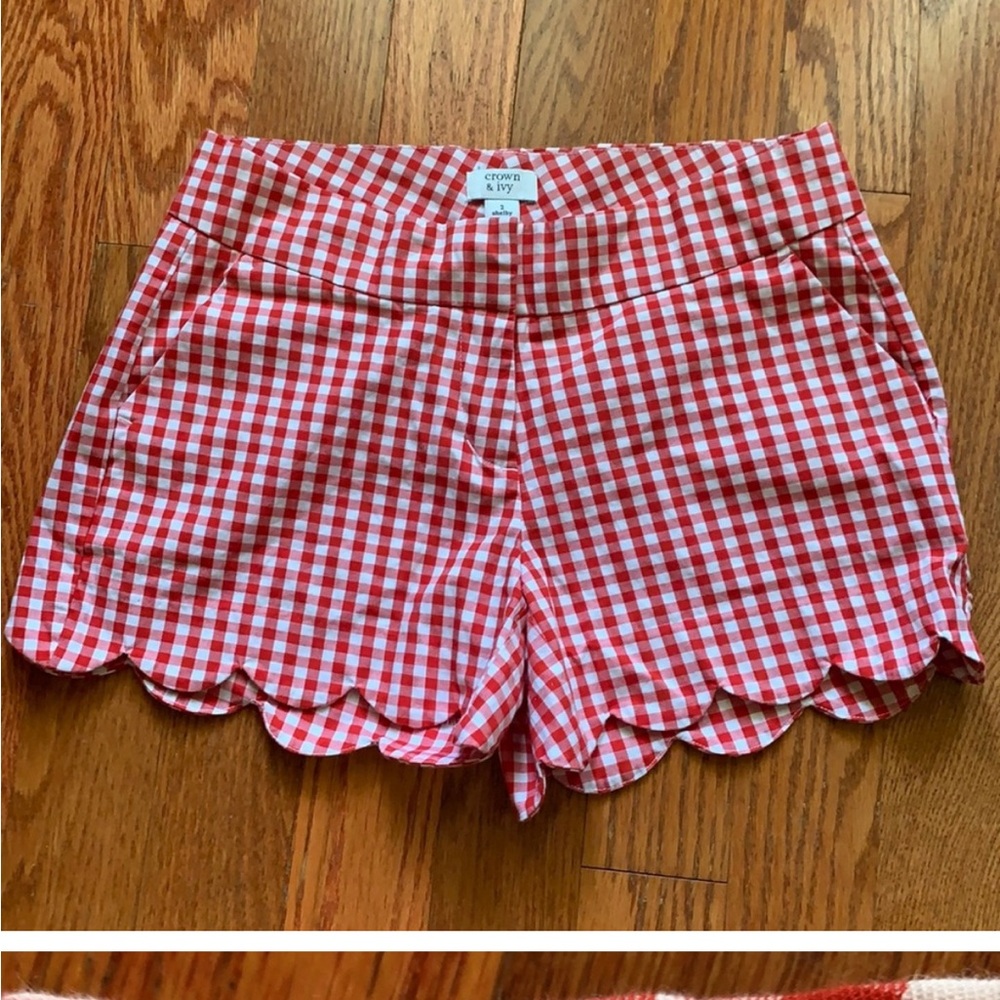 Crown & Ivy Red & White Gingham Shorts